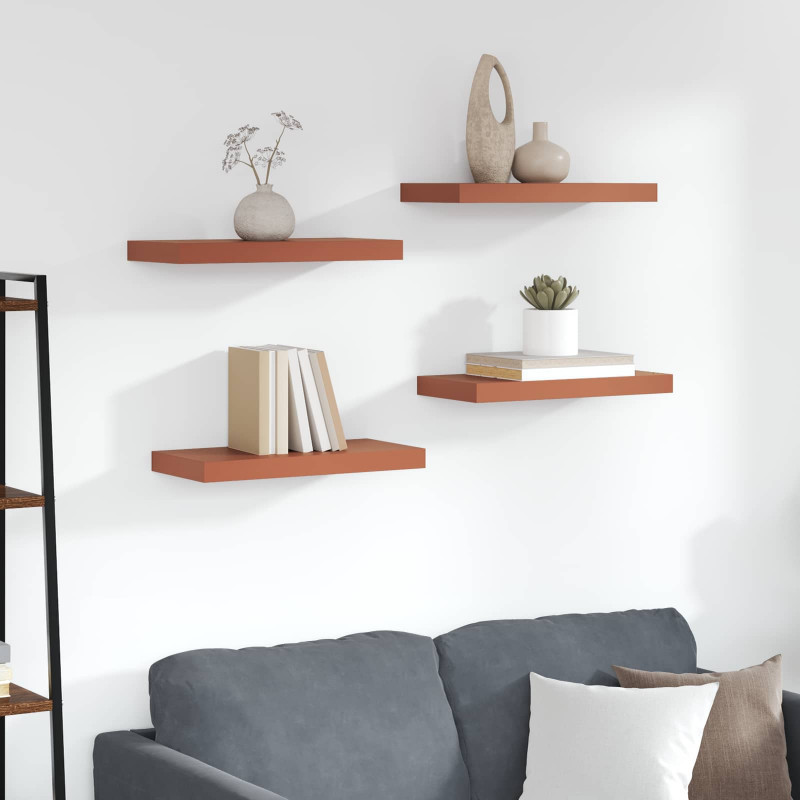 Półka ścienna z przechowywaniem 4 pcs Czerwony 50 x 23 x 4 cm