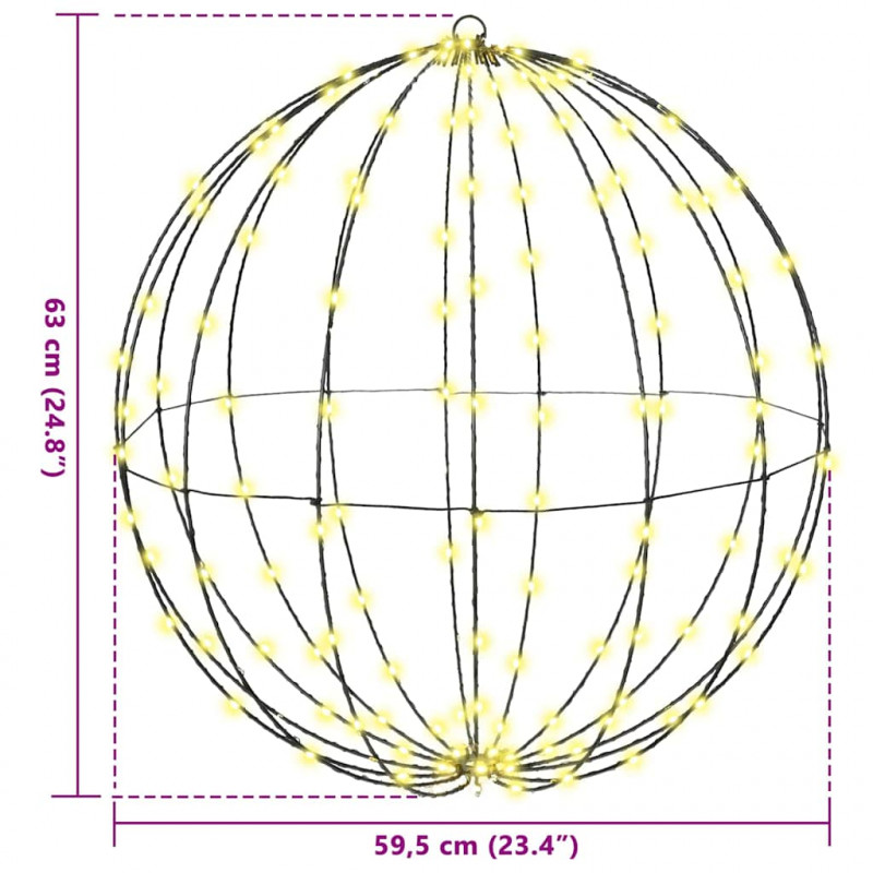 Piłka 2 pcs Ciepła biel 59,5 x 59,5 x 63 cm Metal