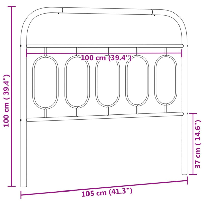 Metalowe wezgłowie, czarne, 100 cm