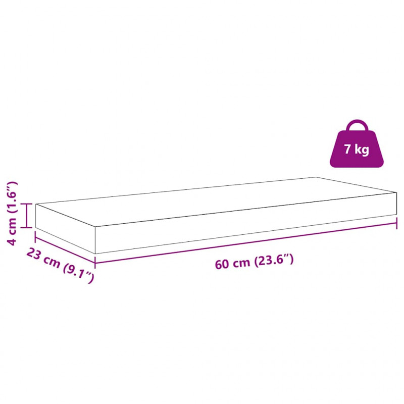 Półka ścienna z przechowywaniem 2 pcs Czerwony 60 x 23 x 4 cm
