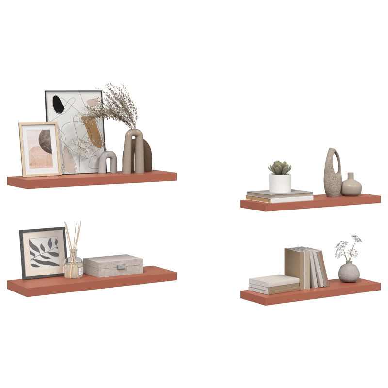 Półka ścienna z przechowywaniem 4 pcs Czerwony 80 x 23,5 x 4 cm