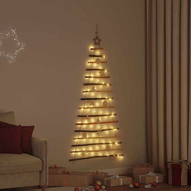 Choinka z 80 diodami LED Naturalny 150 cm jesion lite drewno