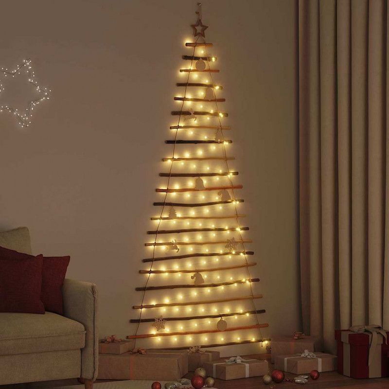 Choinka z 130 diodami LED Naturalny 210 cm jesion lite drewno