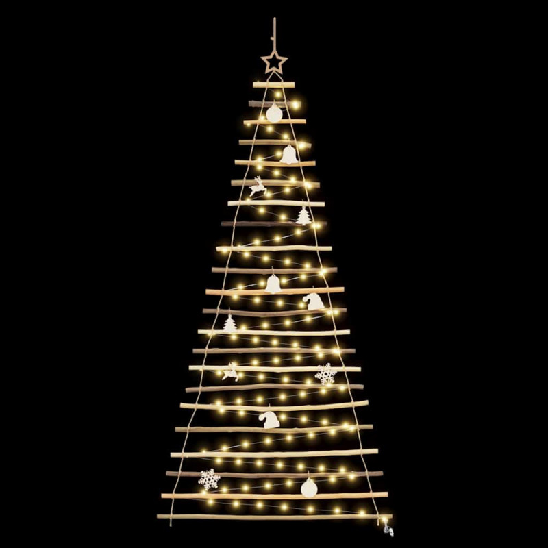Choinka z 130 diodami LED Naturalny 210 cm jesion lite drewno