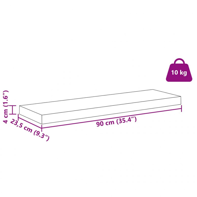 Półka ścienna Czerwony 90 x 23,5 x 4 cm Materiał drewnopochodny