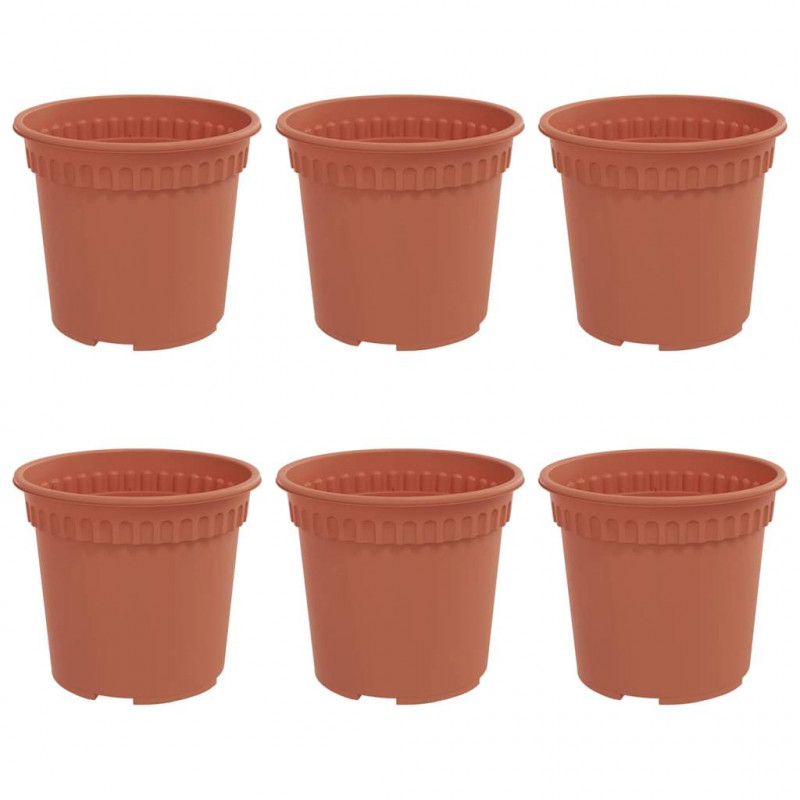 Okrągła doniczka na kwiaty 6 pcs Czerwony ceglasty Ø 15 x 12 cm
