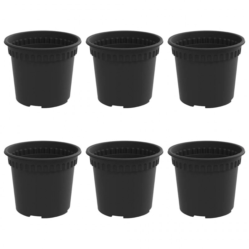 Okrągła doniczka na kwiaty 6 pcs Czarny Ø 12,5 x 10 cm