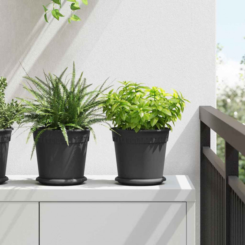 Okrągła doniczka na kwiaty 6 pcs Czarny Ø 19 x 16 cm