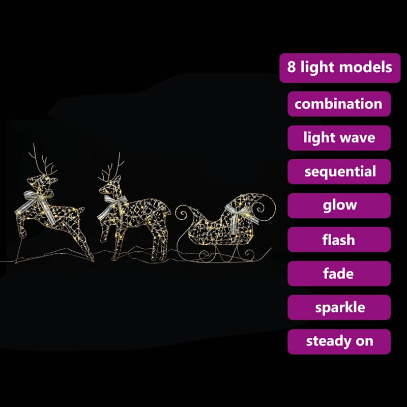 LED Renifery z 60 diodami LED 3 pcs Ciepła biel PET