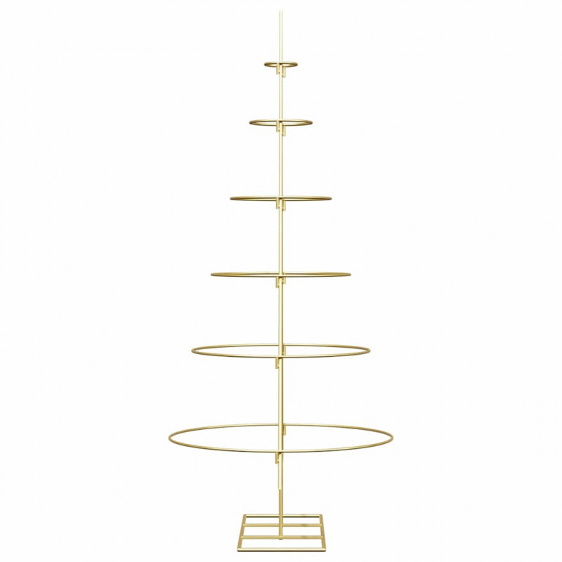Metalowa choinka świąteczna z podstawą złoty 148 cm