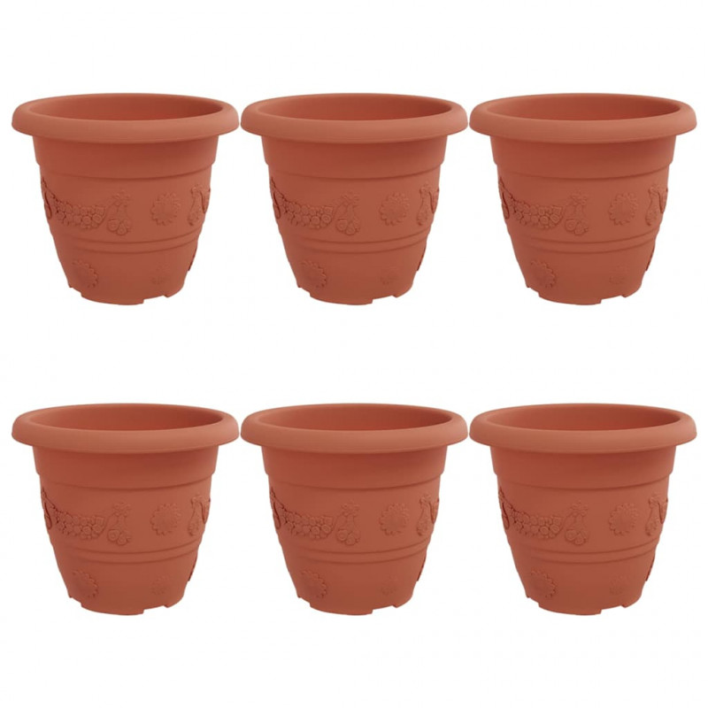 Okrągła doniczka na kwiaty 6 pcs Czerwony ceglasty