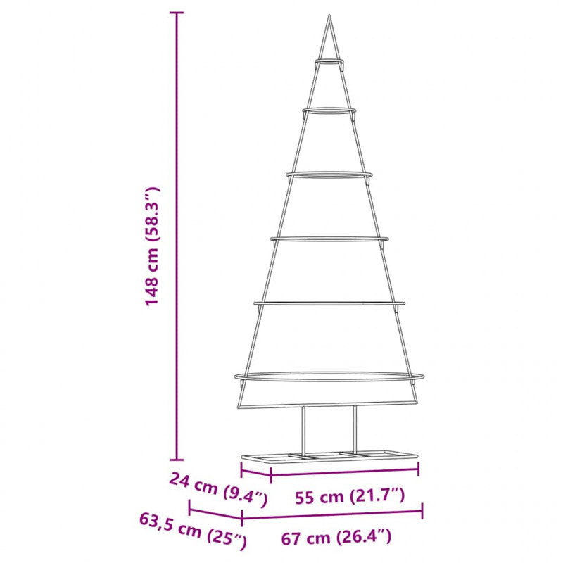 Metalowa choinka świąteczna z podstawą złoty 148 cm