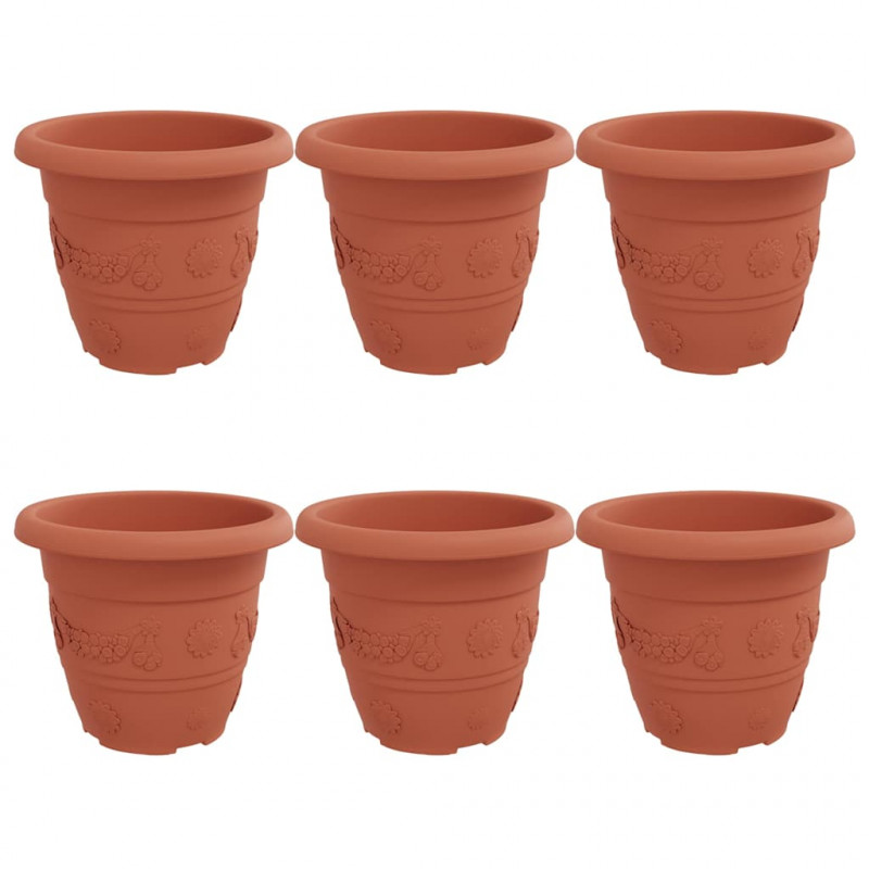 Okrągła doniczka na kwiaty 6 pcs Czerwony ceglasty