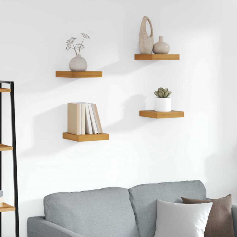 Półka ścienna z przechowywaniem 4 pcs Brązowy 23 x 23,5 x 4 cm