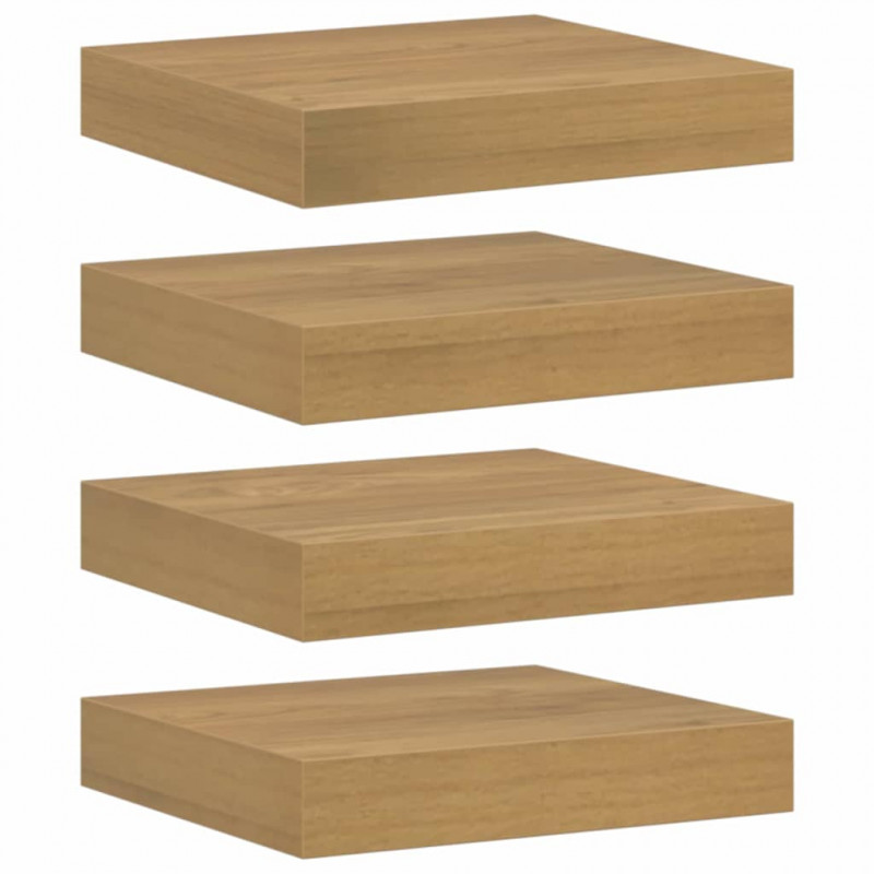 Półka ścienna z przechowywaniem 4 pcs Brązowy 23 x 23,5 x 4 cm