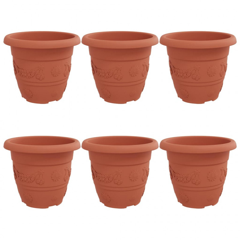 Okrągła doniczka na kwiaty 6 pcs Czerwony ceglasty