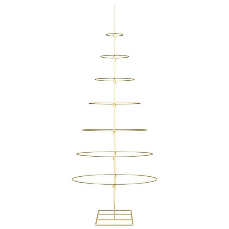 Metalowa choinka świąteczna z podstawą złoty 209 cm