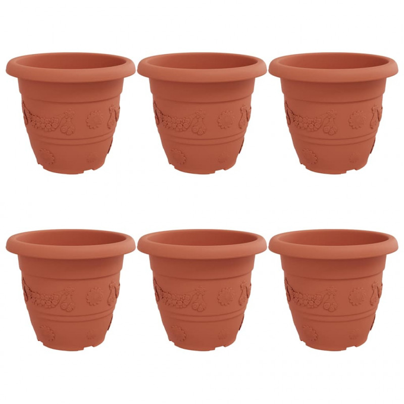 Okrągła doniczka na kwiaty 6 pcs Czerwony ceglasty