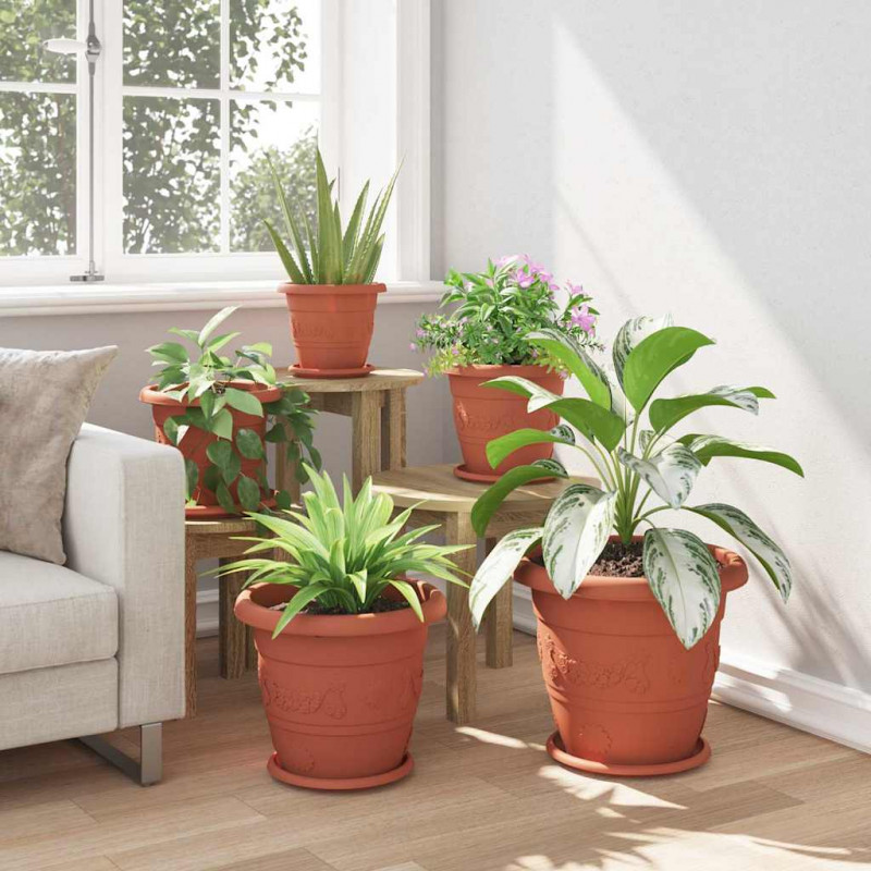Okrągła doniczka na kwiaty 6 pcs Czerwony ceglasty