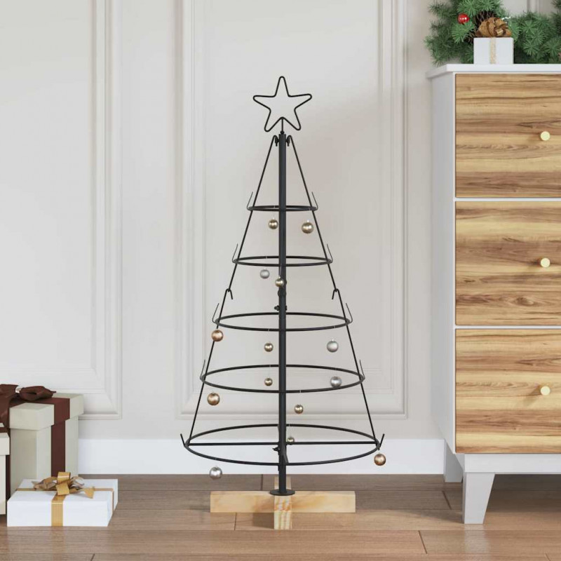 Choinka Stożkowa Świąteczna z podstawą Czarny 90 cm Stal