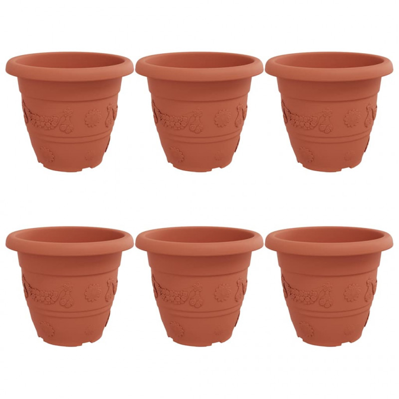 Okrągła doniczka na kwiaty 6 pcs Czerwony ceglasty
