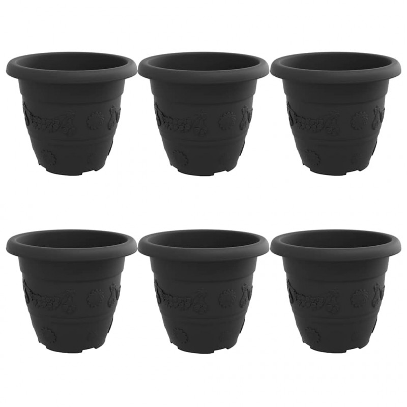 Okrągła doniczka na kwiaty 6 pcs Czarny Ø 26 x 21.5 cm