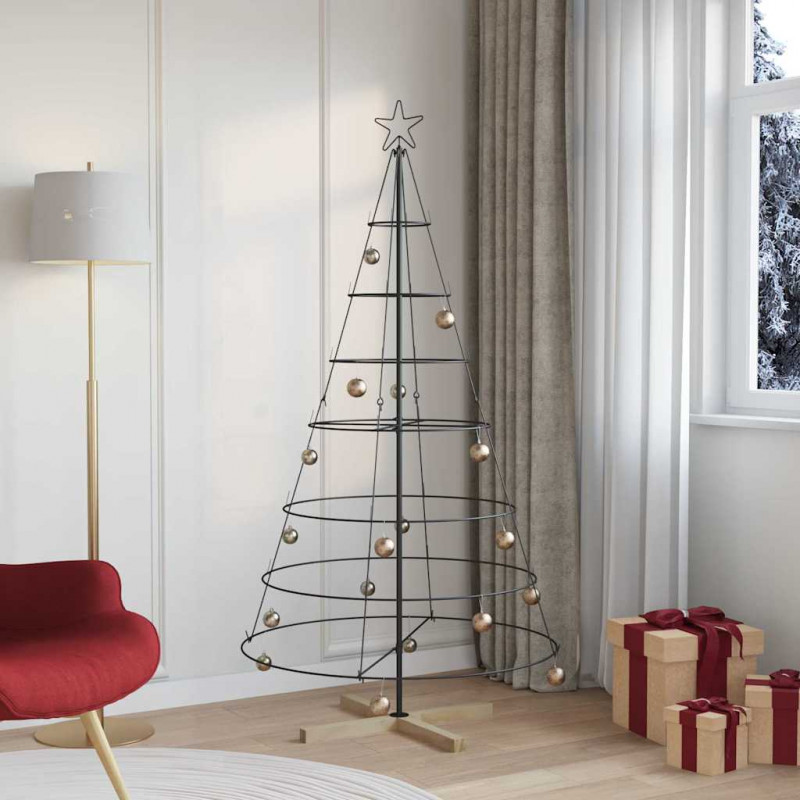 Choinka Stożkowa Świąteczna z podstawą Czarny 180,5 cm Stal