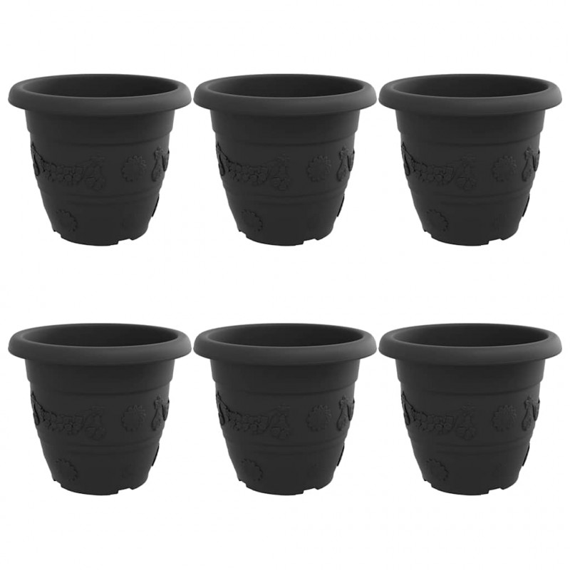 Okrągła doniczka na kwiaty 6 pcs Czarny Ø 26 x 21.5 cm