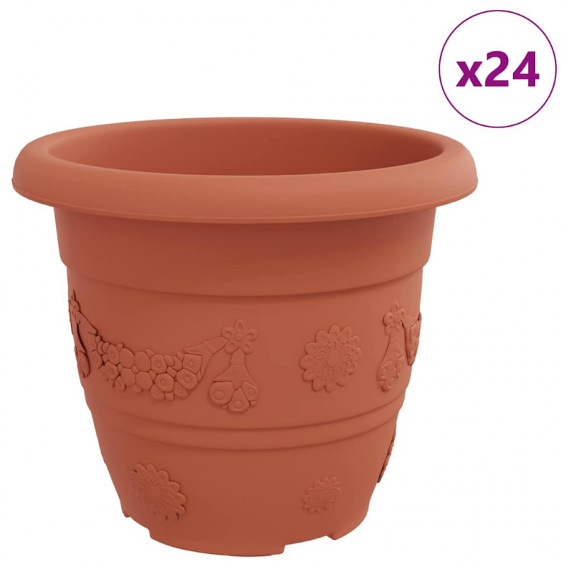 Okrągła doniczka na kwiaty 24 pcs Czerwony ceglasty
