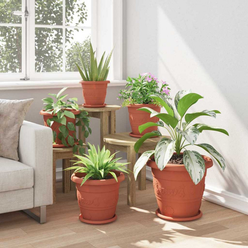 Okrągła doniczka na kwiaty 24 pcs Czerwony ceglasty
