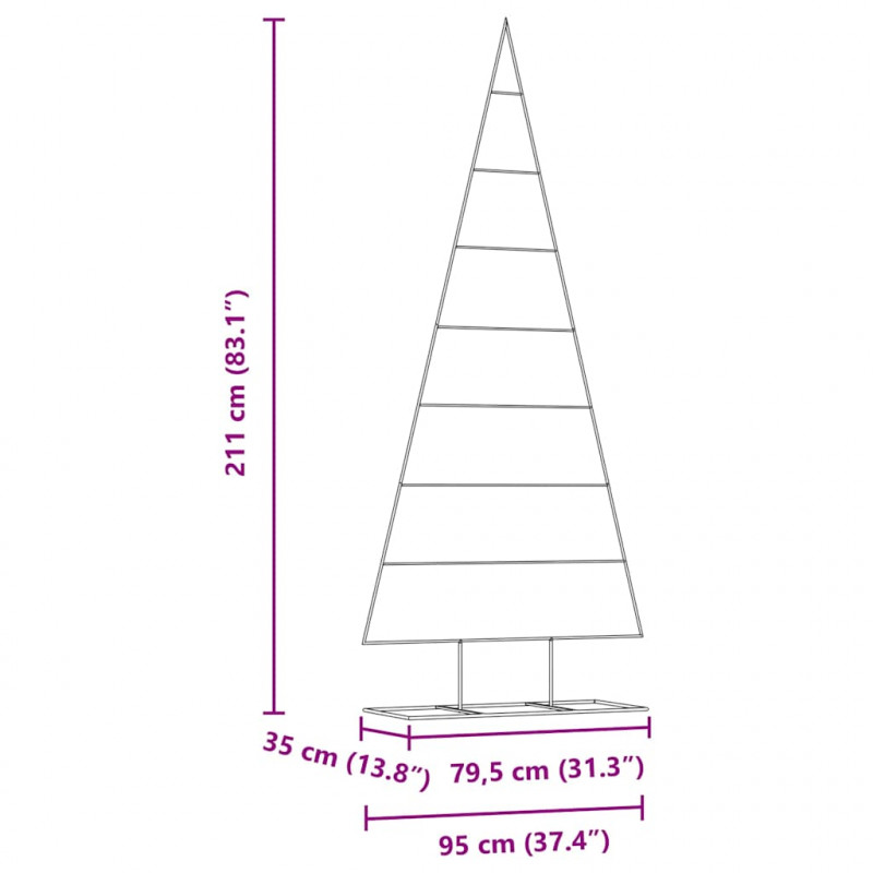 Metalowa choinka świąteczna z podstawą złoty 211 cm