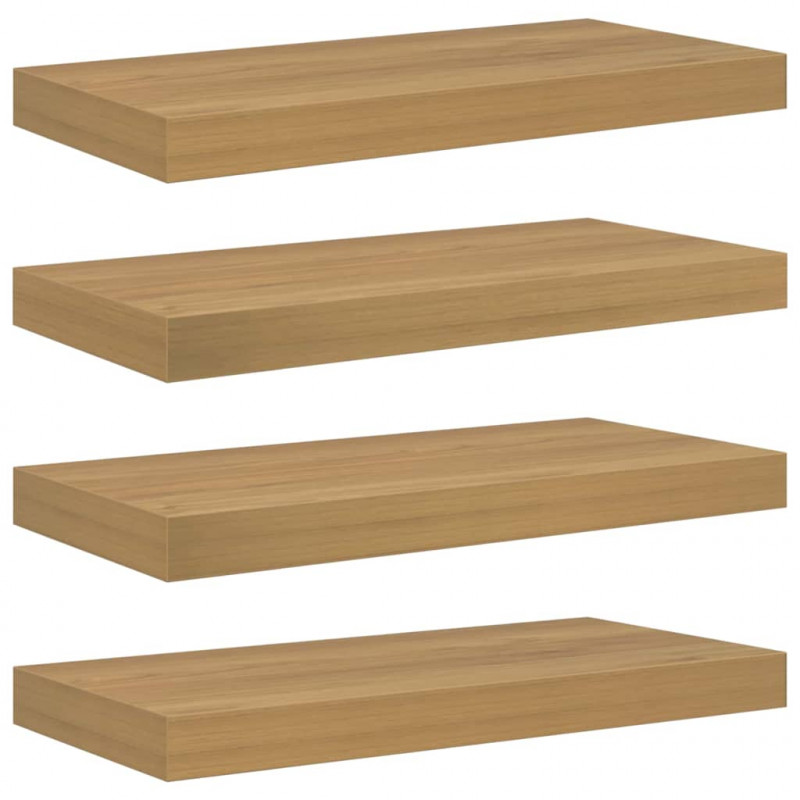 Półka ścienna Montowane na ścianie 4 pcs Brązowy 50 x 23 x 4 cm