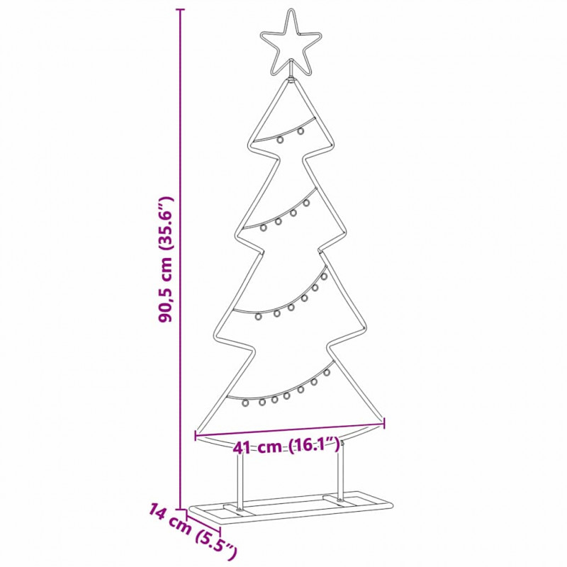 Metalowa choinka świąteczna z podstawą Czarny 90,5 cm Stal