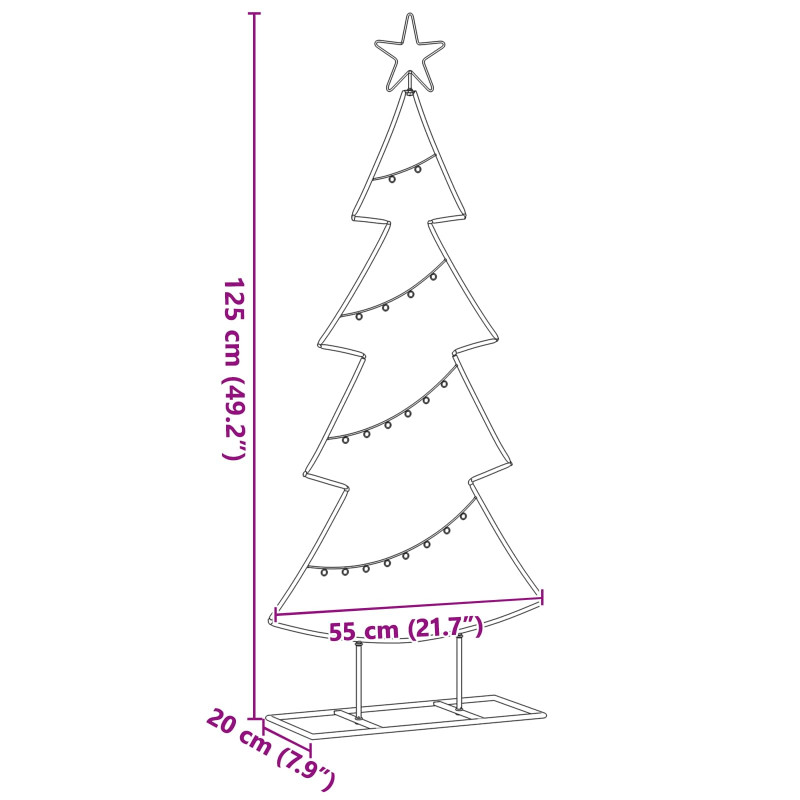 Metalowa choinka świąteczna z podstawą Czarny 125 cm Stal