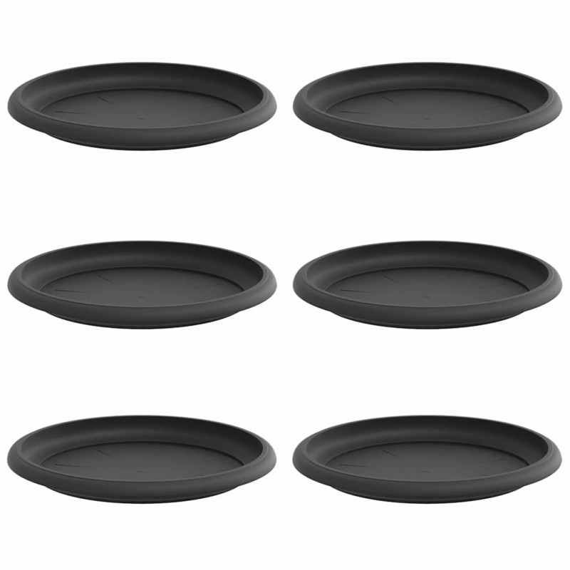Okrągły Talerzyk Kwiatowy 6 pcs Czarny Ø 17,5 x 2 cm