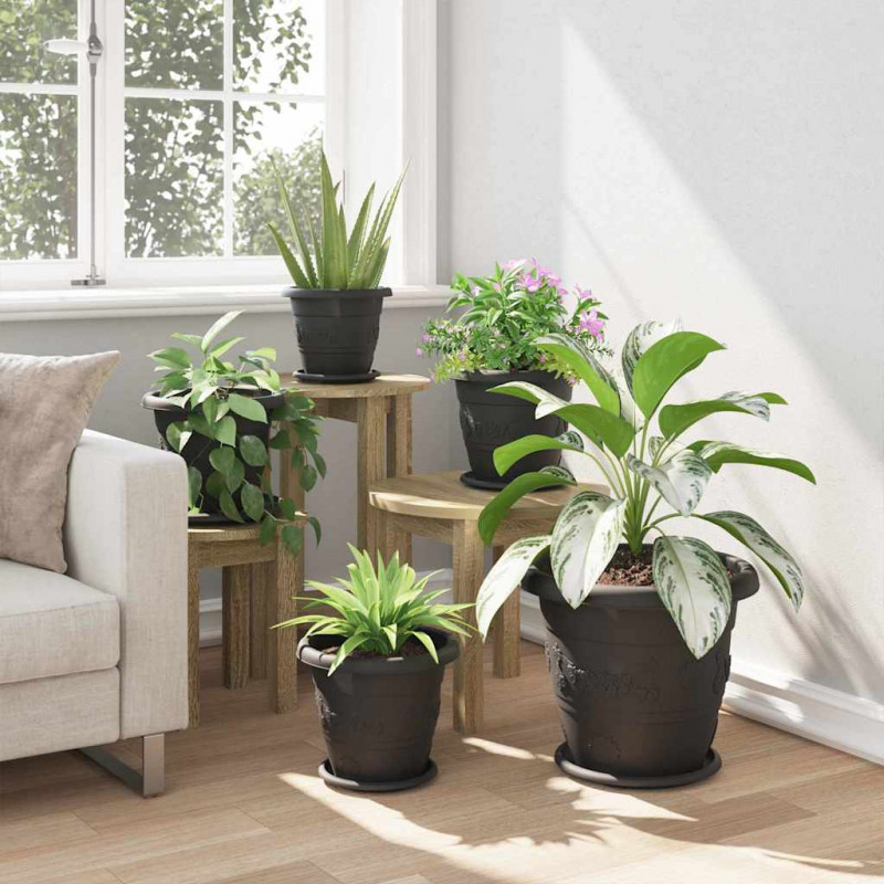 Okrągły Talerzyk Kwiatowy 6 pcs Czarny Ø 19 x 2 cm