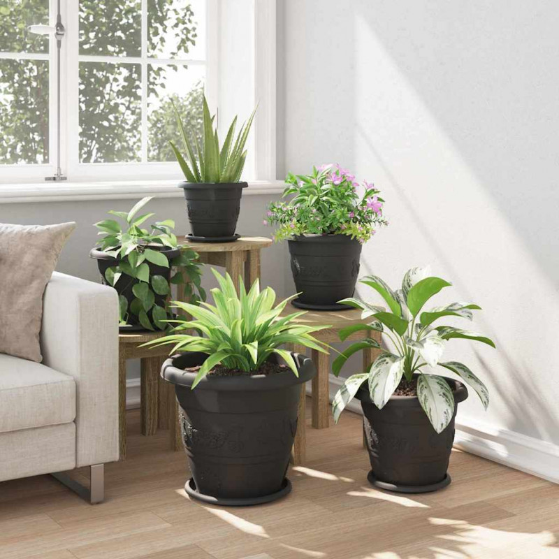 Okrągły Talerzyk Kwiatowy 6 pcs Czarny Ø 14 x 2 cm