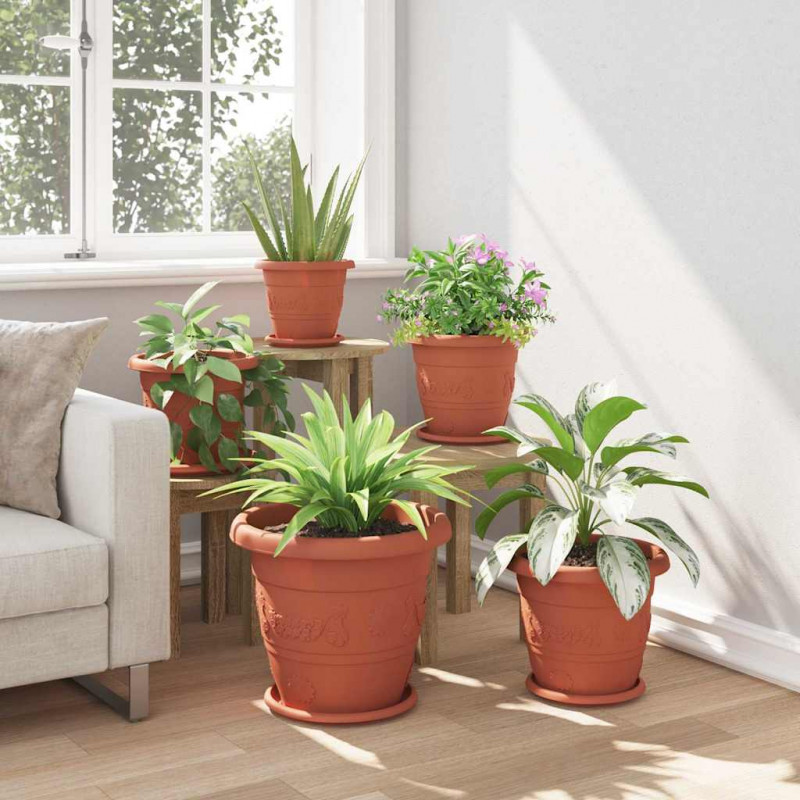 Okrągły Talerzyk Kwiatowy 24 pcs Czerwony ceglasty
