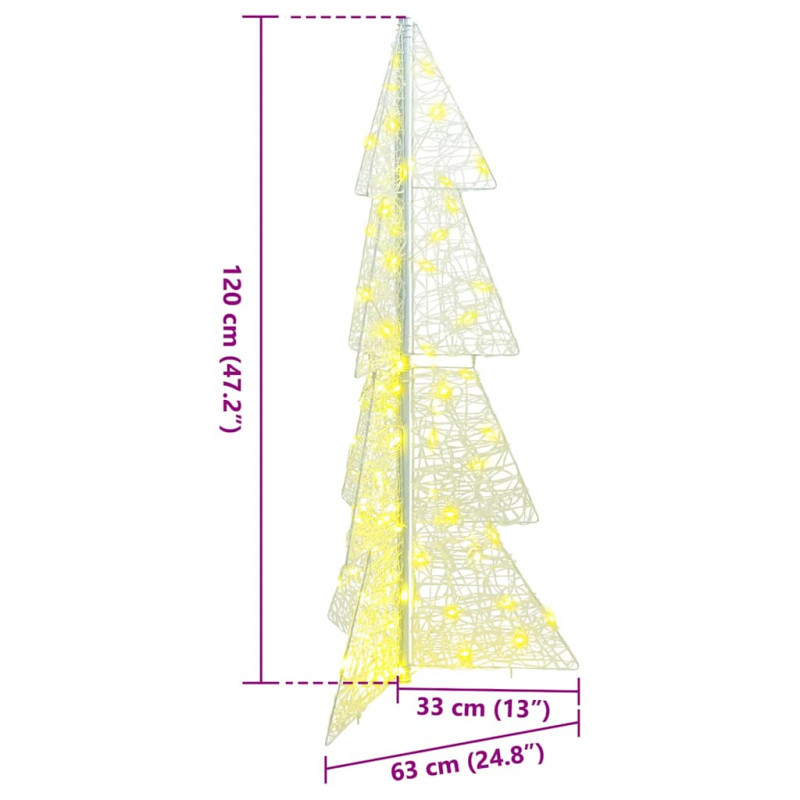 Choinka z 100 diodami LED Ciepła biel 120 cm Akryl