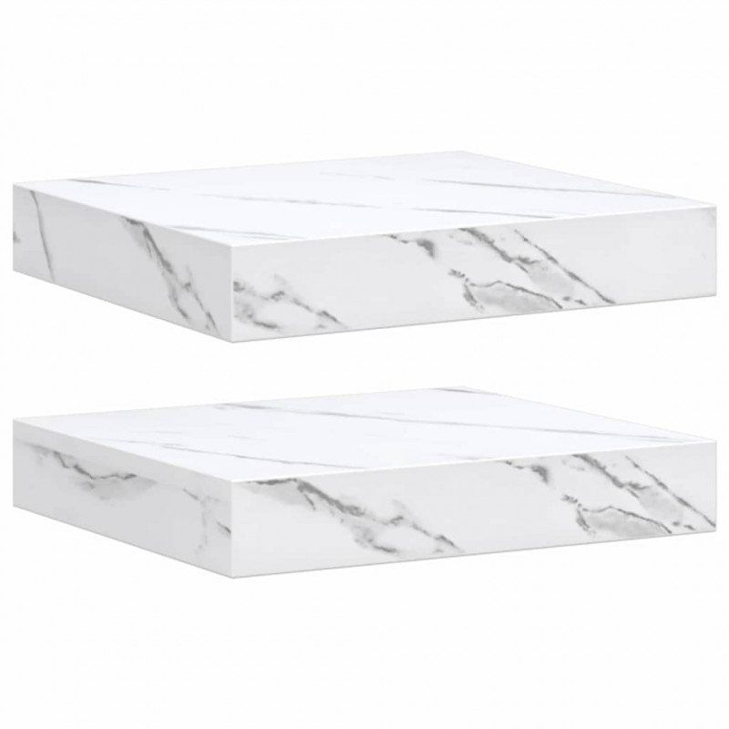 Półka ścienna 2 pcs Biały marmur 23 x 23,5 x 4 cm