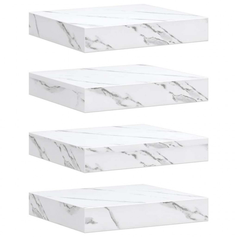 Półka ścienna 4 pcs Biały marmur 23 x 23,5 x 4 cm