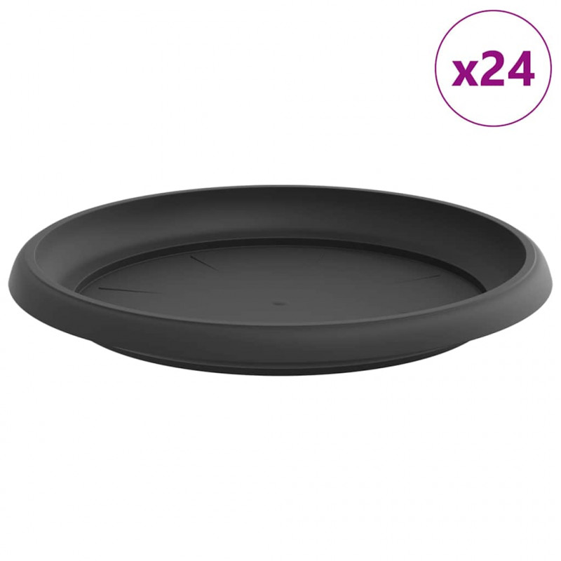 Okrągły Talerzyk Kwiatowy 24 pcs Czarny Ø 21,5 x 2,5 cm