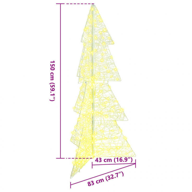 Choinka z 160 diodami LED Ciepła biel 150 cm Akryl