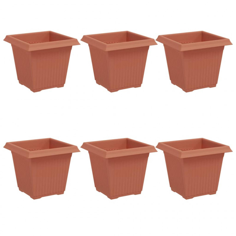 Kwadratowa doniczka na kwiaty 6 pcs Czerwony ceglasty