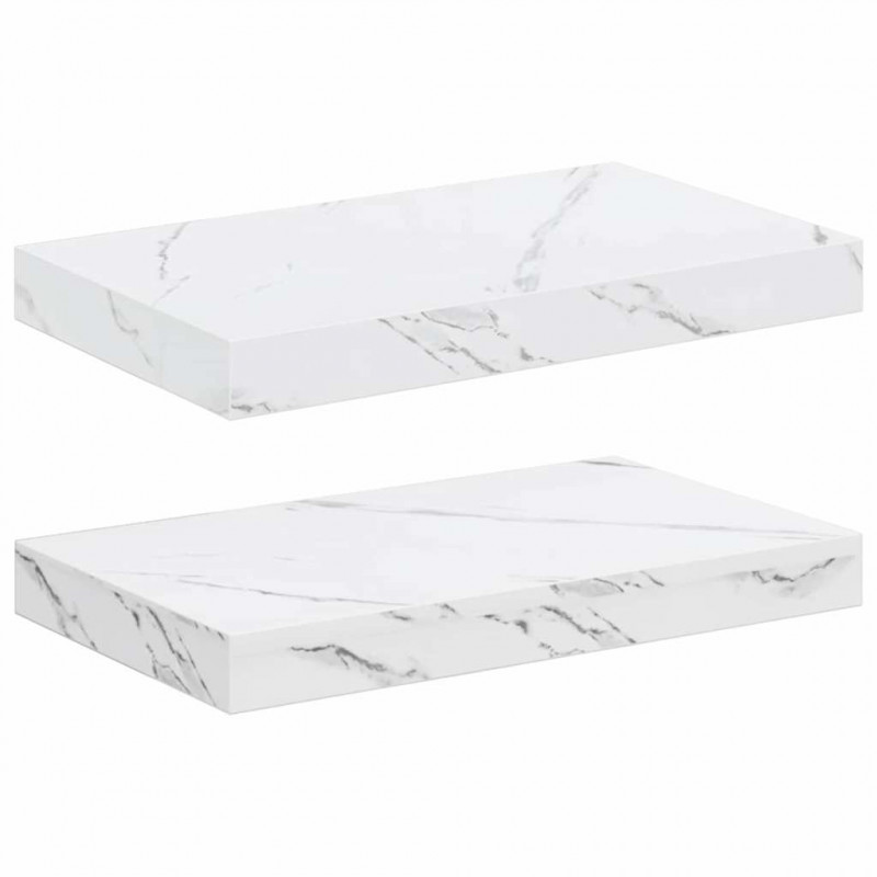 Półka ścienna 2 pcs Biały marmur 40 x 23,5 x 4 cm