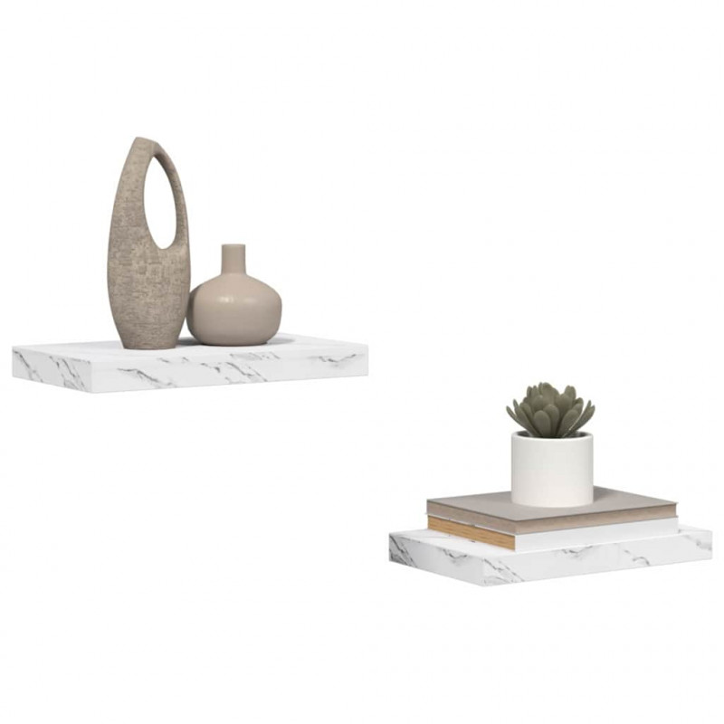 Półka ścienna 2 pcs Biały marmur 40 x 23,5 x 4 cm