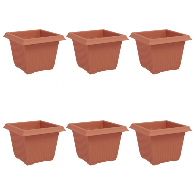 Kwadratowa doniczka na kwiaty 6 pcs Czerwony ceglasty