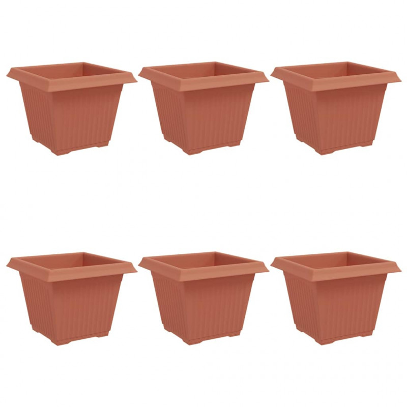 Kwadratowa doniczka na kwiaty 6 pcs Czerwony ceglasty