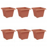 Kwadratowa doniczka na kwiaty 6 pcs Czerwony ceglasty