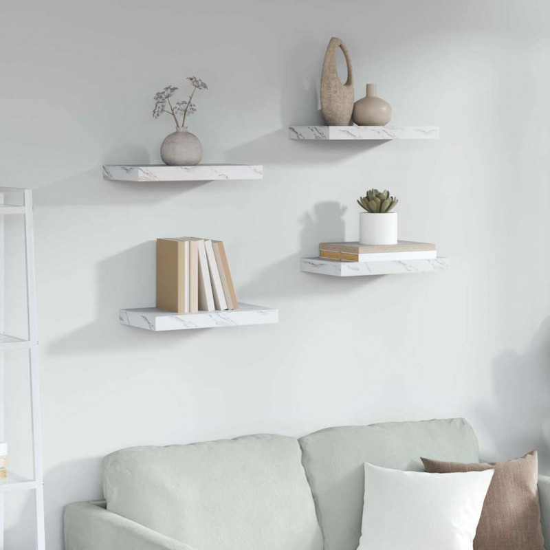 Półka ścienna 4 pcs Biały marmur 40 x 23,5 x 4 cm